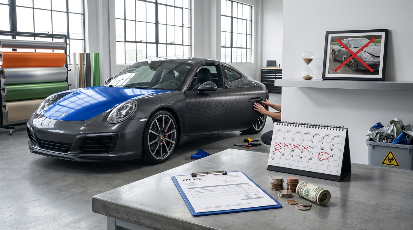 découvrez tout ce qu'il faut savoir sur le prix d’un covering : budget à prévoir, durée de vie du film et les pièges à éviter avec les offres trop alléchantes.